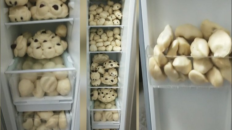 【河南一大姐过年囤满冰箱面食:过年全靠馍馍[大笑]】2月7日,河南安阳,一大姐展示她家为过